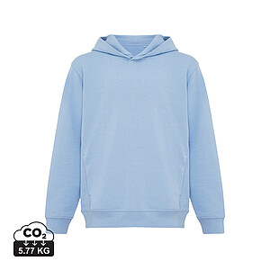 Iqoniq Yengo kids recycled cotton hoodie with sidepockets, sky blue, size 3/4