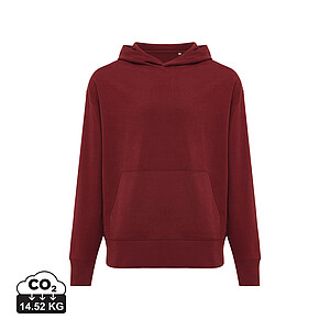 Iqoniq Yoho recycled cotton relaxed hoodie, burgundy, size XXS