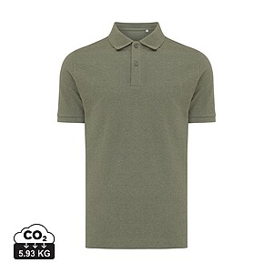 Iqoniq Yosemite recycled cotton pique polo, heather green