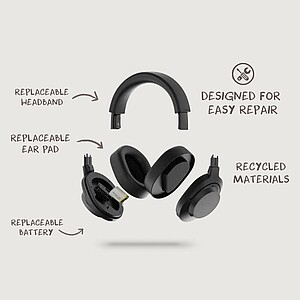 Irvine RCS recycled and repairable ANC wireless headphone, black