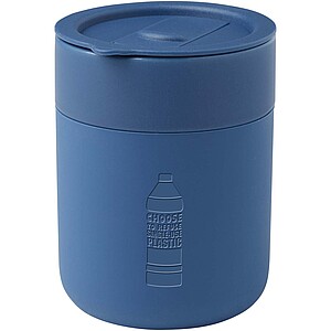 Java 330 ml ceramic tumbler with silicone wrap and plastic lid, blue