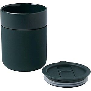 Java 330 ml ceramic tumbler with silicone wrap and plastic lid, green