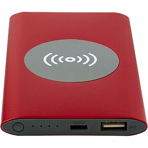 Juice 4000 mAh Type-C recycled aluminium wireless power bank, red