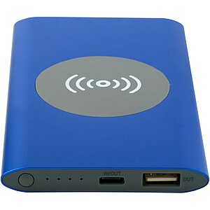 Juice 4000 mAh Type-C recycled aluminium wireless power bank, royal blue