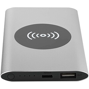 Juice 4000 mAh Type-C recycled aluminium wireless power bank, silver