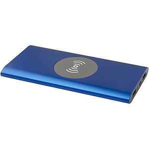 Juice 8000 mAh Type-C recycled aluminium wireless power bank, royal blue