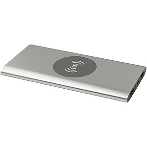Juice 8000 mAh Type-C recycled aluminium wireless power bank, silver