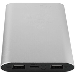 Juice 8000 mAh Type-C recycled aluminium wireless power bank, silver