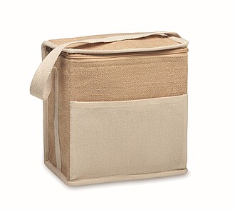 Jute and canvas cooler bag 3L, beige