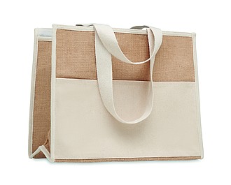 Jute and canvas cooler bag