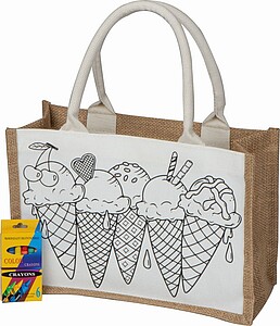 Jute cotton bag for colouring in