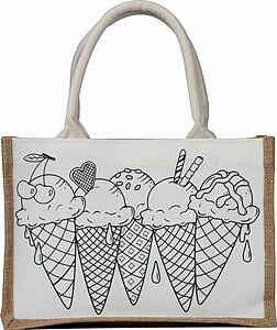 Jute cotton bag for colouring in