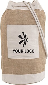 Jute duffel bag with metal eyelets