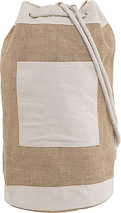 Jute duffel bag with metal eyelets