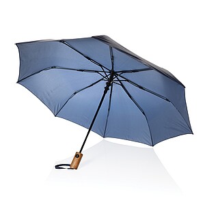 Kaycey 21" AWARE™ RPET Acacia wood mini auto open umbrella, navy