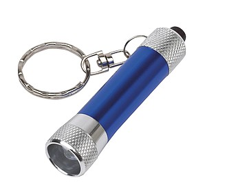 Key ring "Flare" with LED torch,colour silver, blue