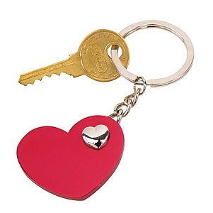 Key ring "Heart-in-heart",colour red, silver