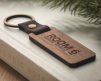 Key ring in walnut and PU