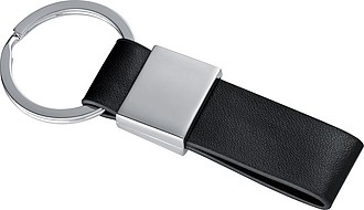 Key ring with a black PU strap, grey