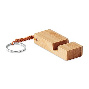 Key ring with Smartphone stand in bamboo.
