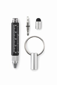 Key ring with twist action pen, black