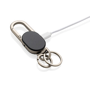 Keyfinder keychain with worldwide locating and USB C, black, grey