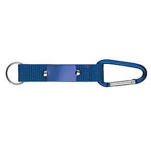 Keyring pendant with carabiner and metal plate