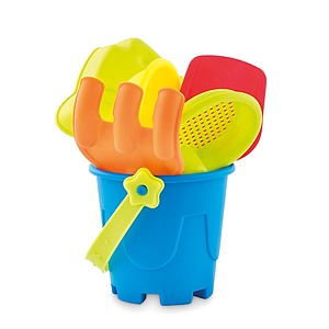 Kids beach bucket with 6 toys