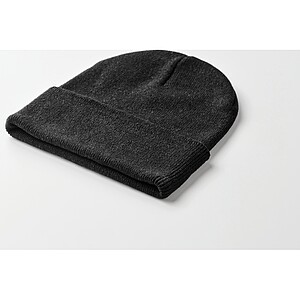 Knitted beanie with cuff, black