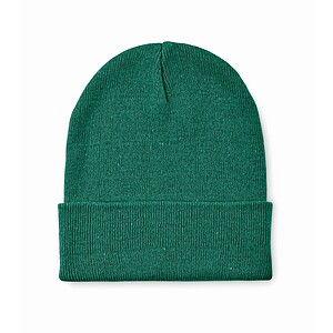Knitted beanie with cuff, dark green