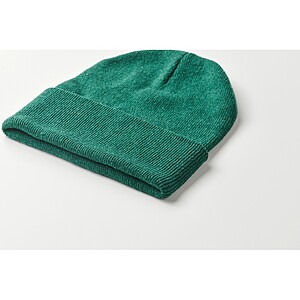 Knitted beanie with cuff, dark green
