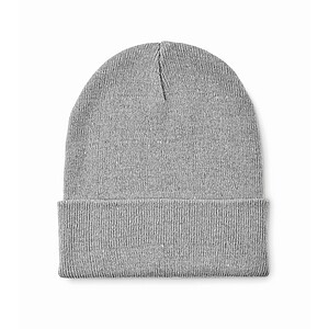 Knitted beanie with cuff, grey