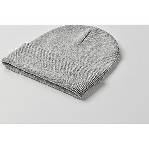Knitted beanie with cuff, grey