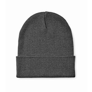 Knitted beanie with cuff, stone grey