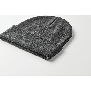 Knitted beanie with cuff, stone grey
