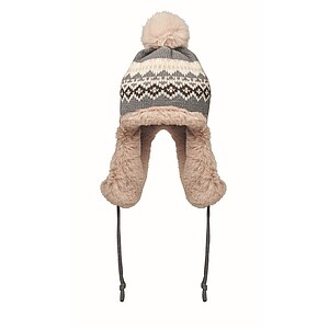 Knitted beanie with ear flap, black