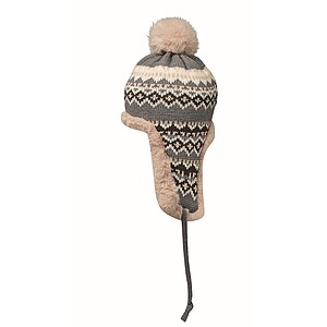 Knitted beanie with ear flap, black