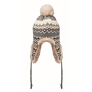 Knitted beanie with ear flap, black