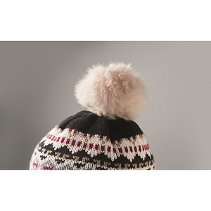 Knitted beanie with ear flap, black