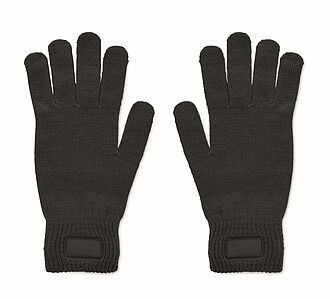 Knitted gloves in soft stretchable RPET polyester