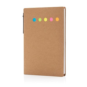 Kraft sticky notes A6 booklet with pen, brown