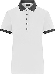 Ladies Contrast Piqué Polo white/anthracite melange L