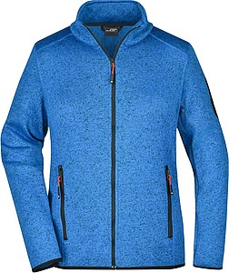 Ladies knitted fleece jacket James Nicholson, royal blue/red, L
