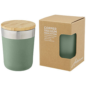 Lagan 300 ml copper vacuum insulated stainless steel tumbler with bamboo lid
