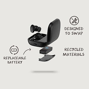 Lakewood RCS recycled and repairable wireless earbuds, black
