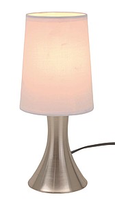Lamp with a touch area on the bottom and a dimmer (3 levels),colour silver, white