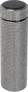 Large stainless steel drinking bottle with rhinestone accents, grey