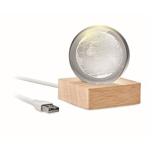 LED globe glass ball, wood