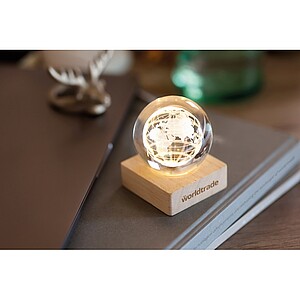 LED globe glass ball, wood