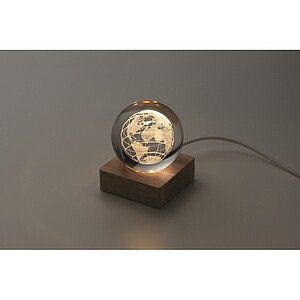 LED globe glass ball, wood